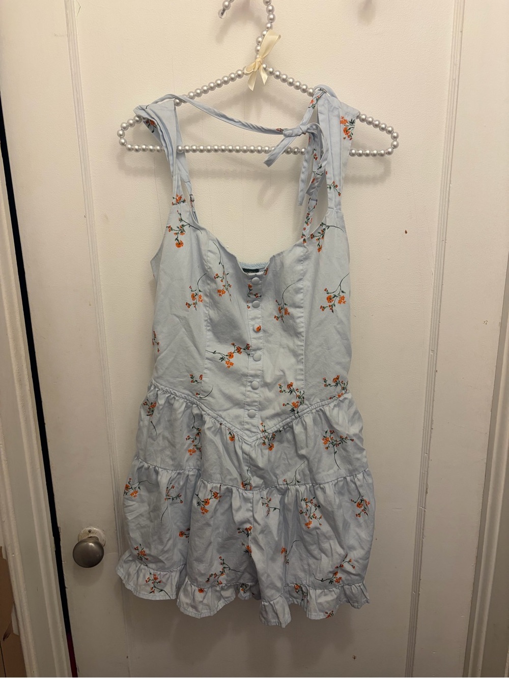 wild fable Light Blue Floral Tie-Shoulder Romper